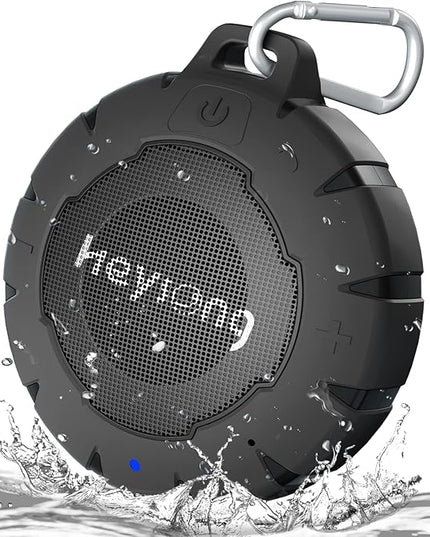 HEYSONG Waterproof Shower Speaker, Durable & Lightweight Portable with HD Sound, Stereo Pairing, Wireless Outdoor for Pool, Beach, Hiking, Kayaking, Gift for Men, Women