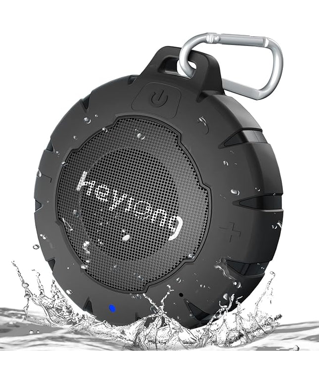 HEYSONG Waterproof Shower Speaker, Durable & Lightweight Portable with HD Sound, Stereo Pairing, Wireless Outdoor for Pool, Beach, Hiking, Kayaking, Gift for Men, Women