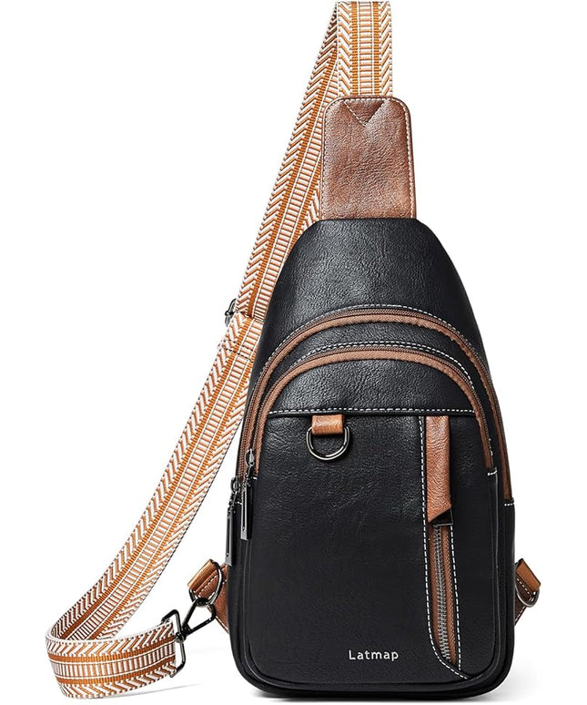 7L Sling Bag for Women Men Leather Small Sling Backpack Daypack Anti Theft Fanny Pack Crossbody Purse Travel