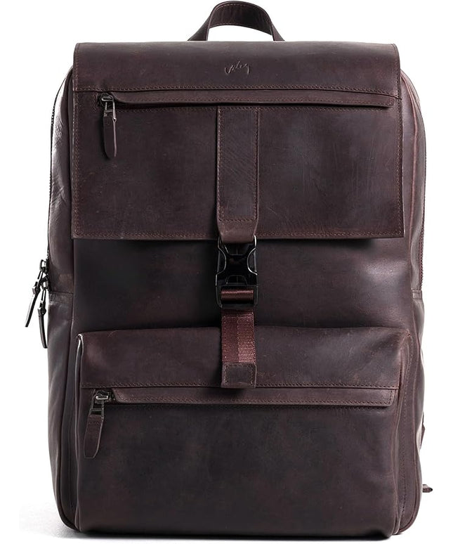 Leather Backpack for Men & Women, Classic Dark Brown - Handcrafted Top Grain Leather vintage backpack with 17-Inch Laptop Sleeve - Lightweight, Stylish & Durable for Business, Travel & Everyday Use