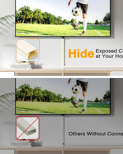 Delamu 157in Cord Hider, Cord Cover Wall Cable Management, Paintable Wire Cover for Cords, Cable Hider Raceway Kit, Cable Cover Concealer, Wire Hiders for TV on Wall, 10 X L15.7 W1.18 H0.6in, Beige