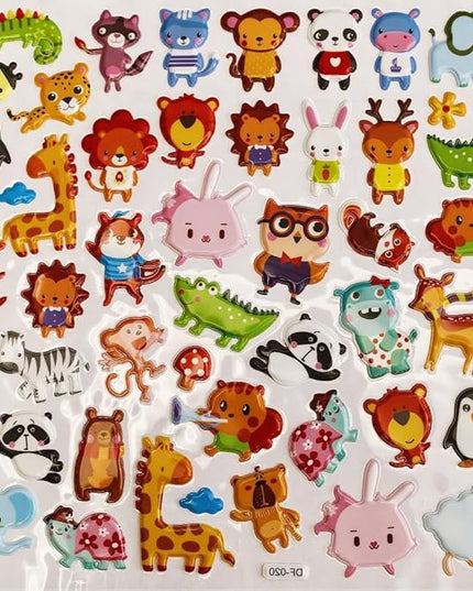 3D Animal Puffy Stickers 5 Sheets 360+ Waterproof 3D Stickers Pack, Cute Animal Themed Stickers for Crafts, Scrapbooking, Rewards, Party Favors for age13+