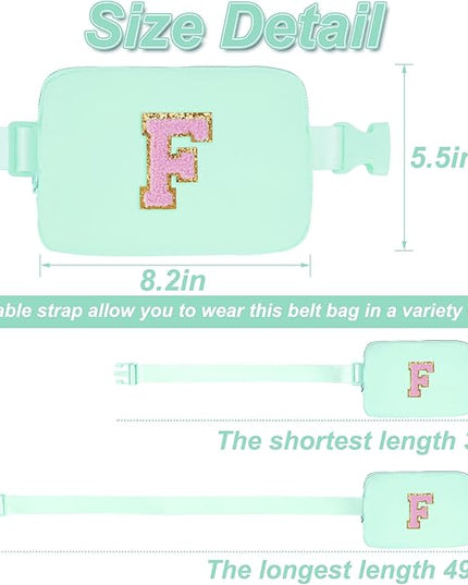 Uygafly Belt Bag Fanny Pack Crossbody Bags with Initials Letter Patch Cute Stuff Birthday Gifts for Teenager Girls Trendy Stuff for Teens | F,Light Green