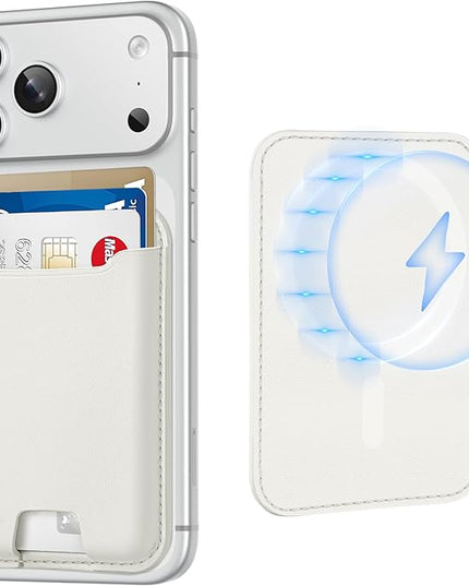 TopMade for Magsafe Wallet, Strongest Magnetic Card Holder for iPhone 17, iPhone 16/15/14/13/12 Series, Leather Magnetic Phone Wallet with Powerful Magnets, RFID Blocking, Fit 4 Cards, Milky White