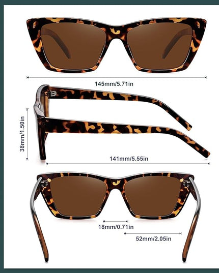 WOWSUN Narrow Small Vintage Polarized Cat Eye Sunglasses for Women