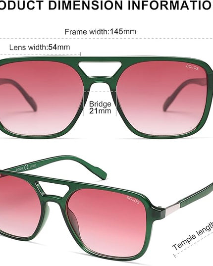 SOJOS Retro Aviator Sunglasses for Women Men,Trendy Rectangle Womens Mens Shades Sun Glasses SJ2202