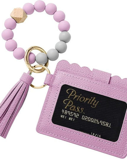 Wristlet Keychain for Women Silicone Key Ring Bracelet Wristlet Wallet Bracelet Keychain Card Holder Keyring