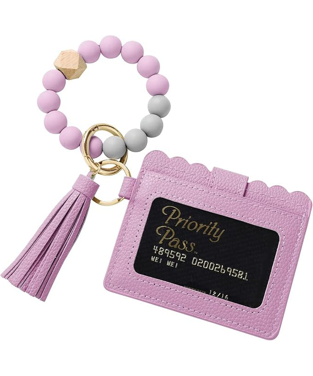 Wristlet Keychain for Women Silicone Key Ring Bracelet Wristlet Wallet Bracelet Keychain Card Holder Keyring