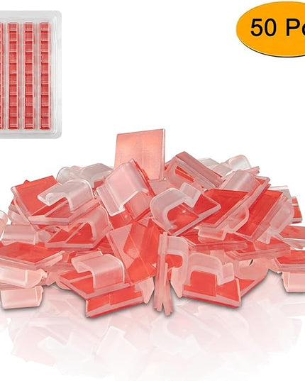 SOULWIT 50 Pcs Self Adhesive Cable Management Clips, Cable Organizers Sticky Wire Clips Cord Holder for TV PC Laptop Ethernet Cable Desktop Home Office (Clear)