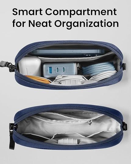tomtoc Electronics Organizer Travel Case, Water Resistant Travel Bag Cable Organizer for Essentials, Tech Pouch Accessories Carry Storage for Cord, Phone, Cables, Airpods, USB Flash Drive, Daily Items