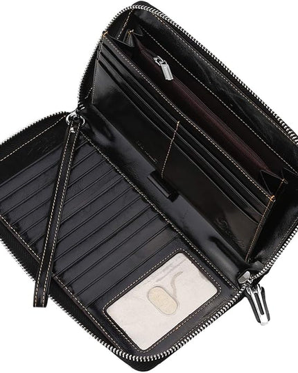 Lavemi Small Compact Women Wallet RFID Blocking Genuine Leather Bifold Purse with ID Windows