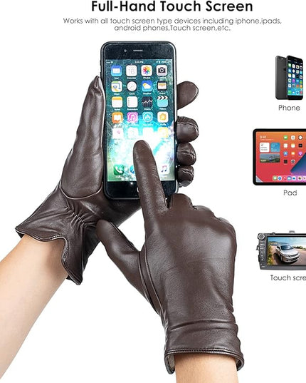Womens Winter Leather Touchscreen Texting Warm Driving Lambskin Pure Genuine leather Gloves