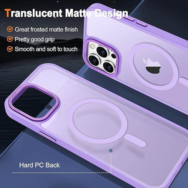 Hython Case for iPhone 14 Pro Max Case Magnetic Translucent Matte Phone Cases 6.7" [Compatible with MagSafe] Thin Slim Fit Shockproof Bumper Hard Protective Cover for Women Men Girls, Light Purple