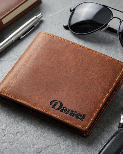 Custom Wallet for Men - Personalized Gift for Your Son, Dad, Lover, Valentine, Birthday, Father's Day, Grandfather, Anniversary, Christmas - Premium Wallet with Names Engraved in Stylish Fonts