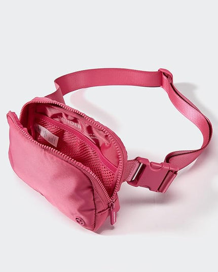 Pander Two Way Zipper Fanny Pack Nylon Everywhere Belt Bag for Women, Water Repellent Waist Packs, Crossbody Bags with Adjustable Strap (Hot Pink).