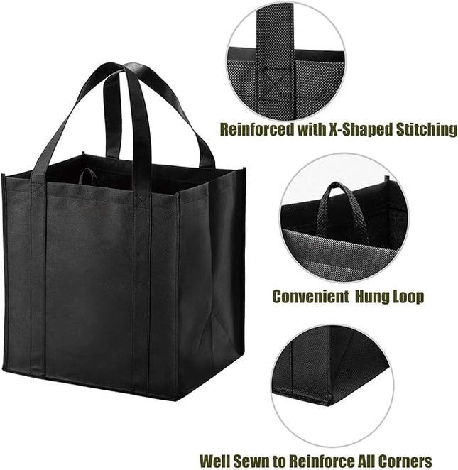 NERUB Set of 10 Reusable Grocery Bags Heavy Duty Shopping Bags Large Grocery Totes with Reinforced Bottom Super Sturdy Handles Washable, Blue