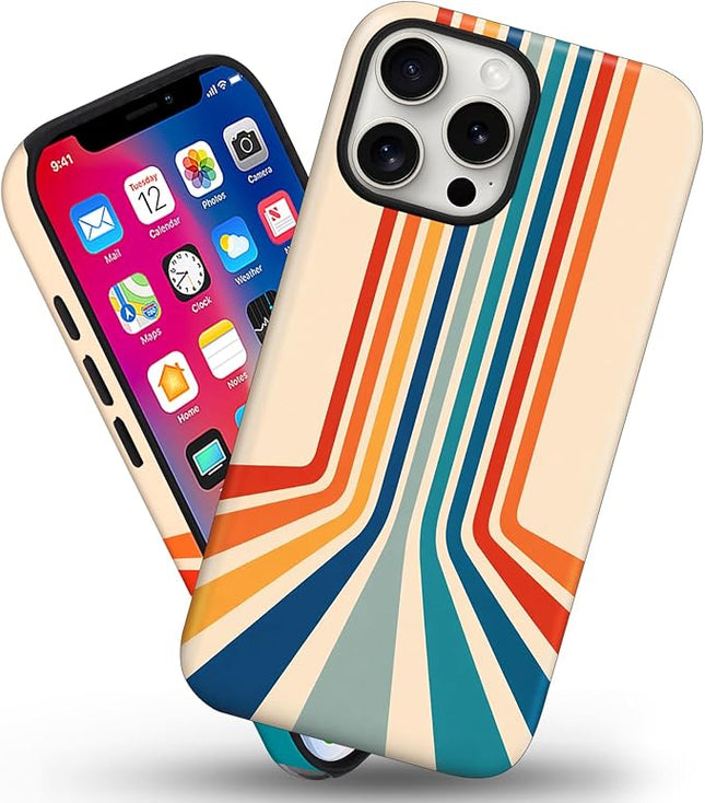 Magnetic for iPhone 15 Case Cute Frog Stripes Phone Case, Summer Shockproof Slim TPU and Hard PC Protective Phone Cover Compatible with MagSafe Designed for Women Girls
