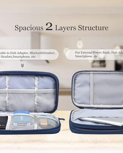 Electronic Organizer Travel Cable Accessories Bag, Electronic Organizer Case, Electronic Accessories Organizer Bag for Power Bank, Charging Cords, USB Cable, Earphones (Navy Blue)
