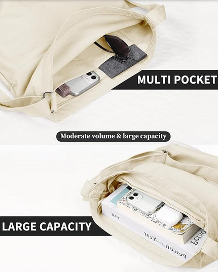 Women's blank large Size Canvas Crossbody Tote Handbags Shoulder Bag