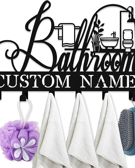 Hppybiry Personalized Metal Key Rack Hooks, Key Holder Wall Mounted Key Hooks, Bathrom Theme Wall Decoration Hooks, Key Hanger Organizer for Living Room, Entryway, Bathroom, Office Decor