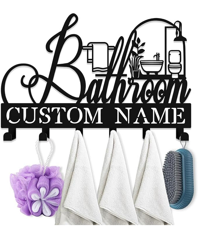 Hppybiry Personalized Metal Key Rack Hooks, Key Holder Wall Mounted Key Hooks, Bathrom Theme Wall Decoration Hooks, Key Hanger Organizer for Living Room, Entryway, Bathroom, Office Decor