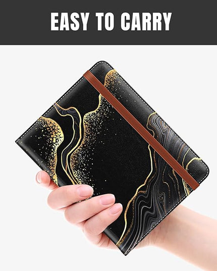 Rimilak Passport Holder, RFID Blocking Passport Cover Wallet Travel Essentials, Leather Travel Air Ticket Documents Organizer Protector for Women and Men, Gold Marble