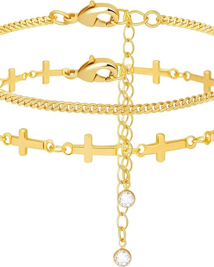 Gold Bracelets Set for Women Stack, Dainty Thick Bracelets Stack for Women Trendy, Simple Thin Gold Plated Cuff Stackable Bracelets With Beaded Cuban Paperclip Snake Rope Bangle Hand Chain Jewelry Gifts for Women Non Tainish