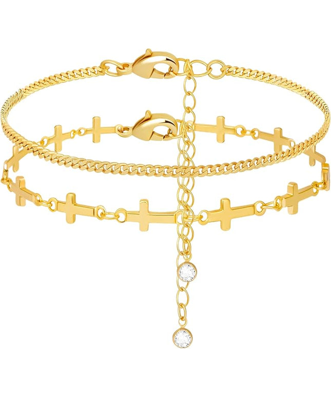 Gold Bracelets Set for Women Stack, Dainty Thick Bracelets Stack for Women Trendy, Simple Thin Gold Plated Cuff Stackable Bracelets With Beaded Cuban Paperclip Snake Rope Bangle Hand Chain Jewelry Gifts for Women Non Tainish