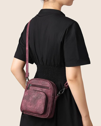 FADEON Small Purses for Women Crossbody Bags, Designer PU Leather Mini Cross Body Purse Travel Shoulder Bag Card Slots