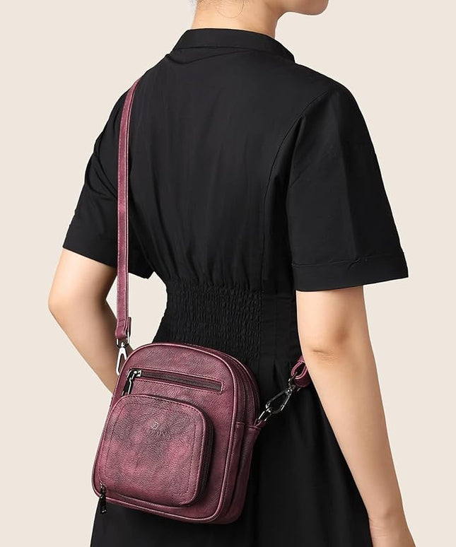 FADEON Small Purses for Women Crossbody Bags, Designer PU Leather Mini Cross Body Purse Travel Shoulder Bag Card Slots