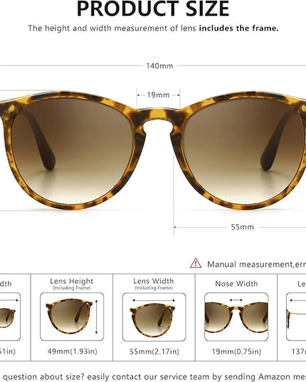 SUNGAIT Premium Vintage Round Sunglasses for Women Men Classic Retro Trendy Style