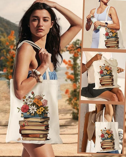 Canvas Tote Bag with Zipper Handles for Women Bridesmaid Birthday Wedding Mother Ladies Shopping Gift Bags