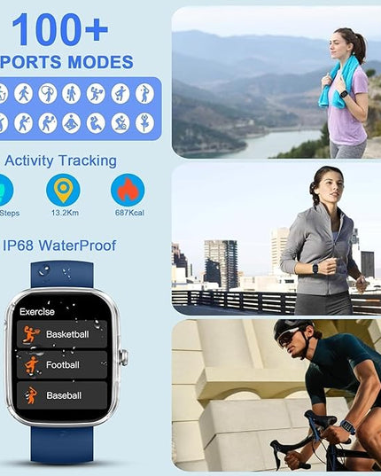 Fempoin Smart Watch, 1.96" HD SmartWatch, Touch Screen Answer/Make Call, IP68 Waterproof 105+ Sport Fitness Tracker, Activity Tracker with Sleep Monitor/Heart Rate/Pedometer/SpO2 for Android iOS