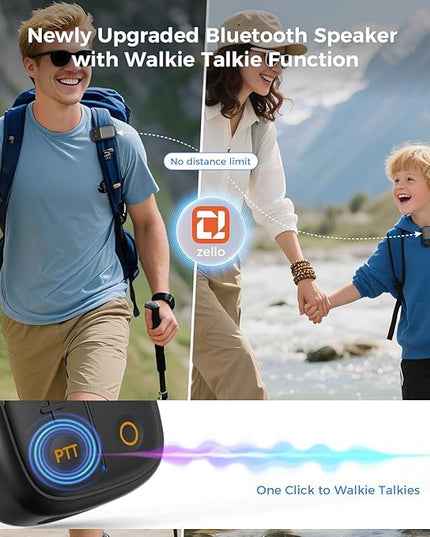 SUPERONE 2 Pack Wearable Bluetooth Speaker with Walkie-Talkie Function Based on Zello App. IPX7 Waterproof Clip-on Speaker, TWS Pairing Portable Speaker for Hands-Free Music/Calls for Cycling/Hiking