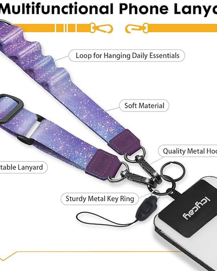 Phone Lanyard Crossbody, Starry Sky Cell Phone Strap for Around The Neck Adjustable, Anti Theft Cute Lanyard for iPhone Case ID Holder Keys Accessories Travel Essential