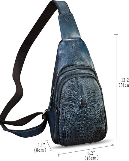 Genuine Leather Silng Bag for Women and Men Real Leather Sling Backpack Chest Purse Shoulder Crossbody Bag