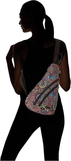 Sakroots On The Go Sling Bag for Women in Eco-Twill, Large Convertible Crossbody Backpack With Main Zipper Closer, Made From Recycled Materials - Rainbow Wanderlust Nd