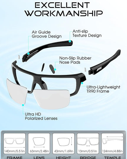 ATTCL Polarized Sunglasses Men for Fishing: UV Protection Lightweight TR90 Sports Wrap Sun Glasses Driving Golf Running