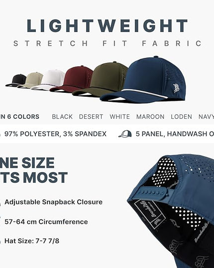 Branded Bills Hardworking PVC Curved 5 Panel Rope, Snapback Closure, Lightweight, Comfortable Baseball Cap