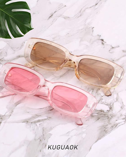 KUGUAOK Retro Rectangle Sunglasses Women and Men Vintage Small Square Sun Glasses UV Protection Glasse