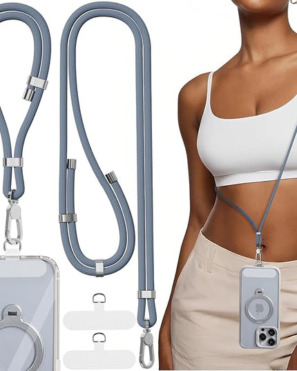 4-IN-1 Phone Lanyard + Wrist Strap, 2PCS Adjustable Length Cell Phone Lanyard with 2 Tether Tabs for iPhone,Smartphones