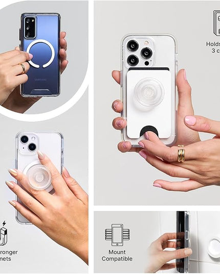 PopSockets Phone Grip for MagSafe with Kickstand, Magnetic Stand, Swappable Top, Secure Hold for iPhone MagSafe Cases, Phone & Tablet Grip, Cute PopSockets - Soft Touch Latte
