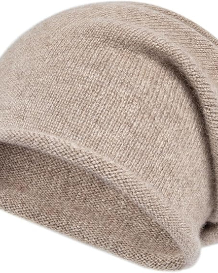 Villand 100% Cashmere Slouchy Beanie Hat for Women, Knitted Ladies Soft Warm Cashmere Skull Beanies Cap