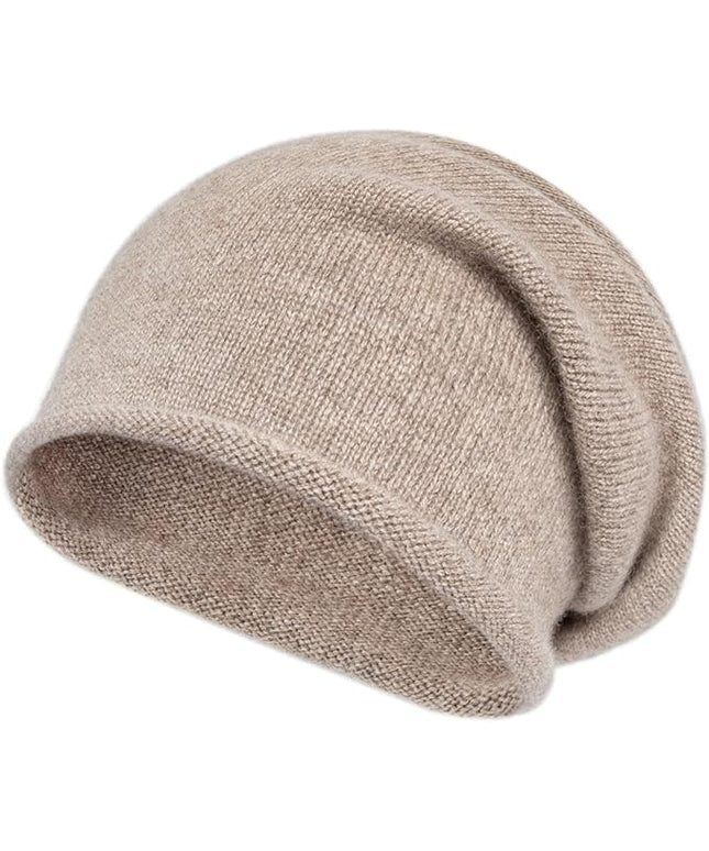Villand 100% Cashmere Slouchy Beanie Hat for Women, Knitted Ladies Soft Warm Cashmere Skull Beanies Cap