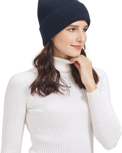 Zylioo Plus Size Fleece Lined Beanie Hat,2XL/XL/L/M/S Thermal Knitted Hat,Winter Warm Lined Snow Hats for Women Men