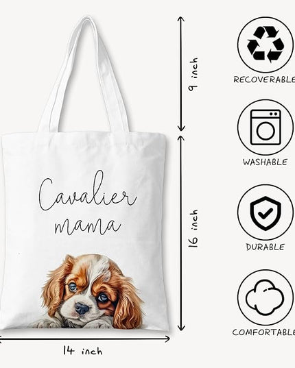 Dog Mama Canvas Tote Bag for Women, Dogs Lover Gift for Dog Mom, Birthday Christmas Cute Rottweiler Gifts For Women.