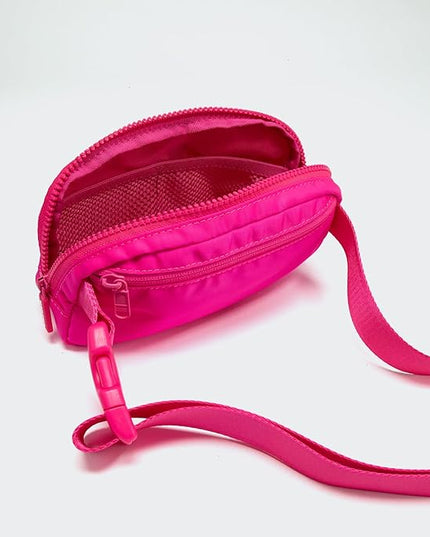 Pander Two Way Zipper Fanny Pack Nylon Everywhere Belt Bag for Women, Water Repellent Waist Packs, Crossbody Bags with Adjustable Strap (Sonic Pink).