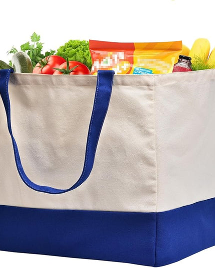 Canvas Reusable Grocery Bags Heavy Duty, 8.3 gal Foldable Large Tote Bag with Handles, Holds 60 lbs Canvas Shopping Bags, 1 Pack