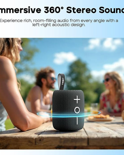 Tribit Bluetooth Speaker StormBox Mini+, 12W Shower Speaker with 360° Sound, 12H Playtime, Custom EQ, BT5.4, IPX7 Waterproof, RGB Lights, Type-C, AAC/SBC, TWS, Portable for Camping/Backyard (Green)