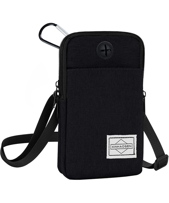Cell Phone Purse Waist Pack Bag Travel Crossbody Bag Wristband Sport Armband Wallet with Removable Shoulder Strap (Black)